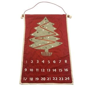 RARE Advent Calendar Hanging Restoration Hardware Christmas Red‎ Felt Fabric